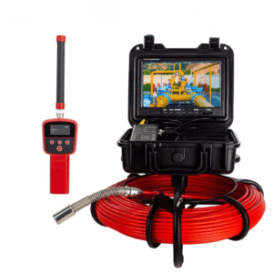 Pipe Inspection Camera Self-leveling+512HZ Sonde+Locator/Receiver,Sewer Drain Endoscope 9Inch HD Screen 7MM Cable 16GB DVR